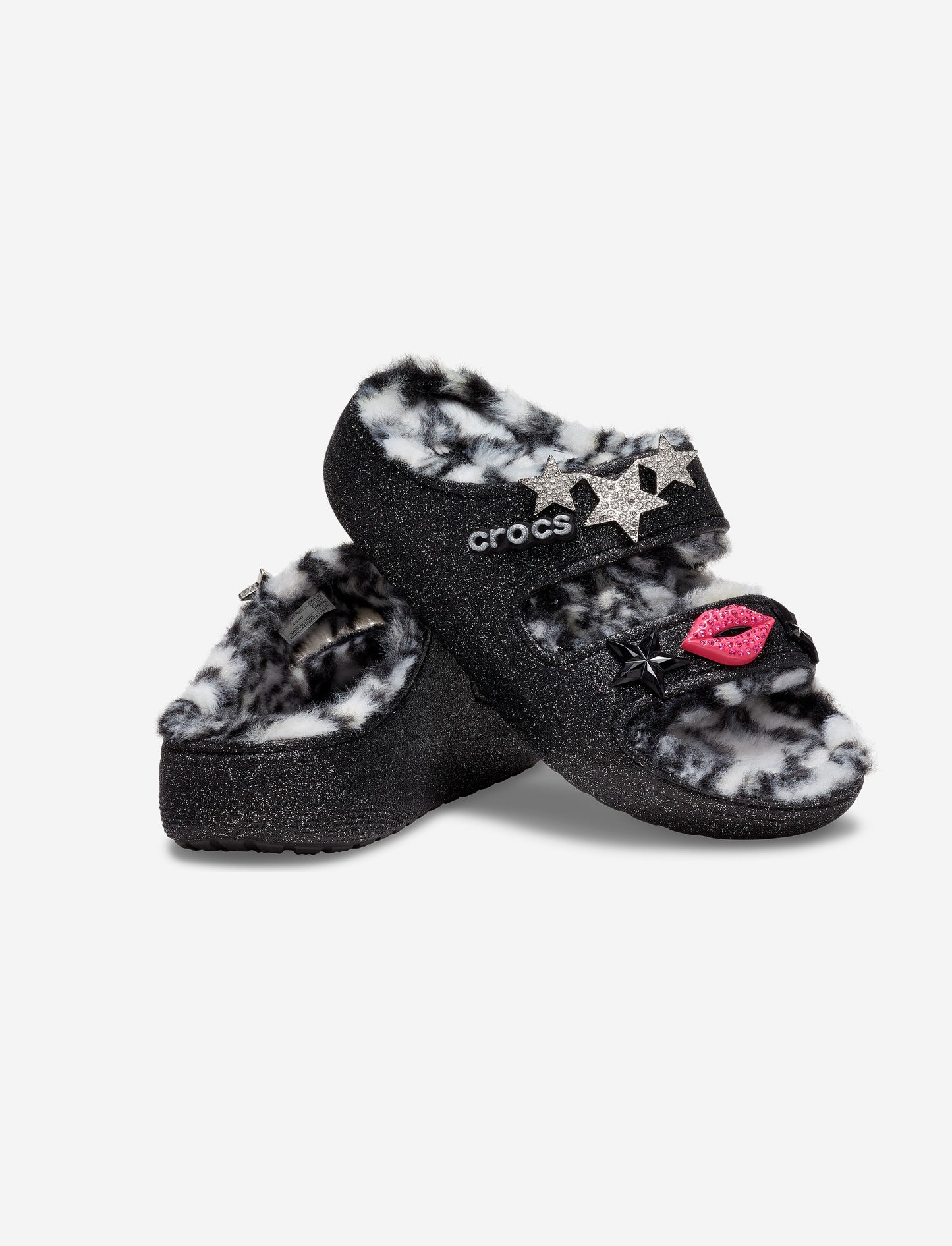Crocs Cozzzy Disco Glitter Sandal  - כפכפי קרוקס פרווה לנשים