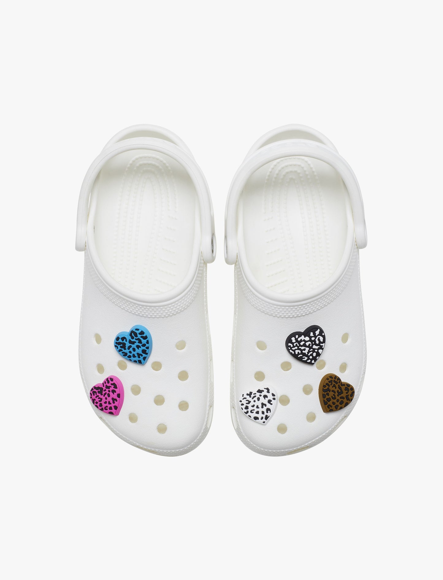 Crocs Jibbitz Leopard Animal Print Heart 5 pack - מארז ג'יביטים קרוקס
