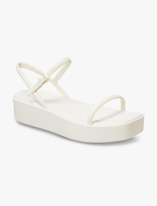 Crocs Miami Platform Y Strap Sandal - סנדלי פלטפורמה קרוקס לנשים בצבע לבן גיר