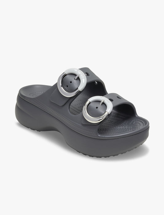 Crocs Saturday Platform Dipped Buckle Sandal - סנדלי פלטפורמה קרוקס לנשים בצבע אפור קרבון